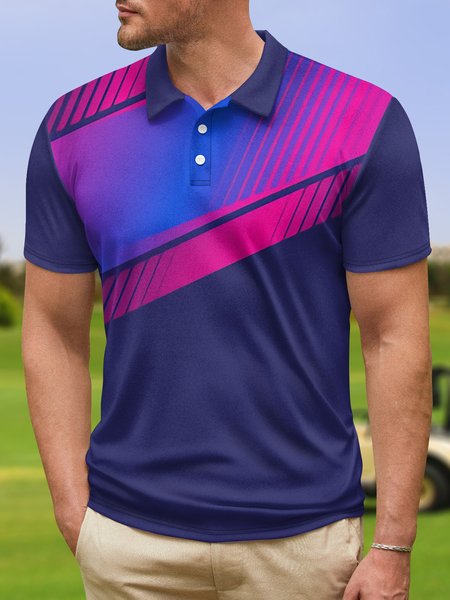 

Ombre Geometric Button Short Sleeve Golf Polo Shirt, Royal blue, Polo Shirts