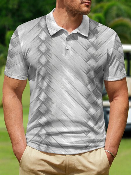 

Ombre Abstract Geometric Button Short Sleeve Golf Polo Shirt, Light gray, Polo Shirts