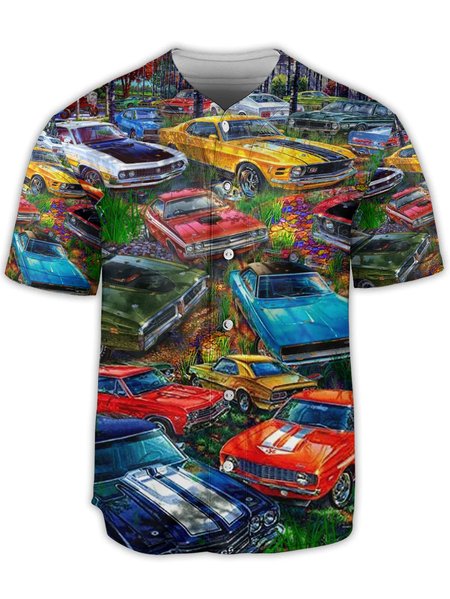 

Vintage Cars Short Sleeve Baseball Shirt, Green, Baseball Shirts