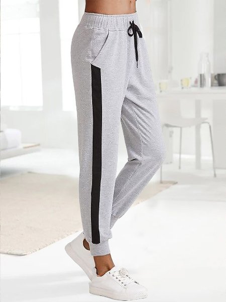 

Loose Color Block Casual Sweatpants, Gray, Pants