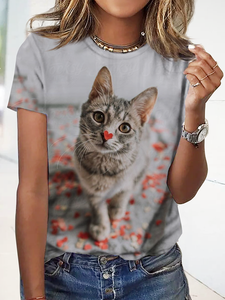 

Crew Neck Knitted Casual T-Shirt, Multicolor, T-Shirts