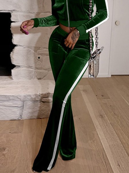 

Color Block Regular Fit Casual Fashion Pants, Green, Pants