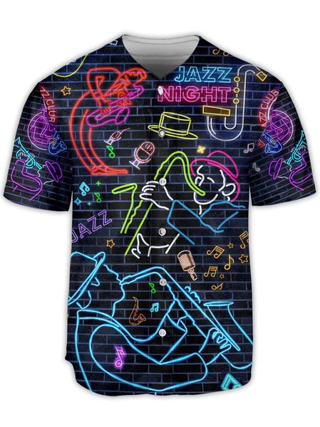 

Jazz Night Short Sleeve Baseball Shirt, Blue, Baseball Shirts