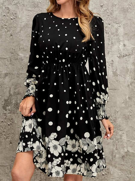 

Crew Neck Casual Dress, Black, Dresses