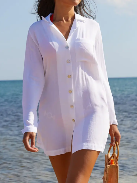 

Cotton And Linen Regular Fit Casual Dress, White, Mini Dresses