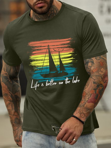 

Lilicloth X Jessanjony Life Is Better On The Lake Men's T-Shirt, Army green, T-shirts