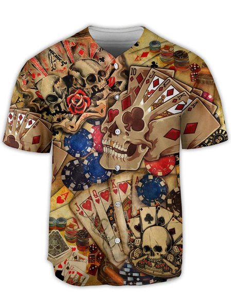 

Casino Short Sleeve Baseball Shirt, Khaki, Baseball Shirts