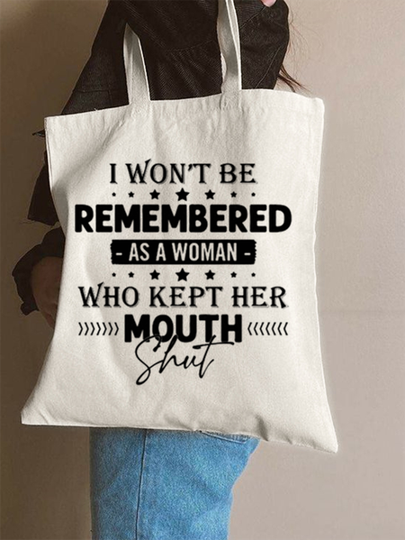 

I won't be remembered as a woman Shopping Tote, White, Bags