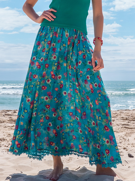 

Boho Floral Regular Fit Skirt, Multicolor, Skirts
