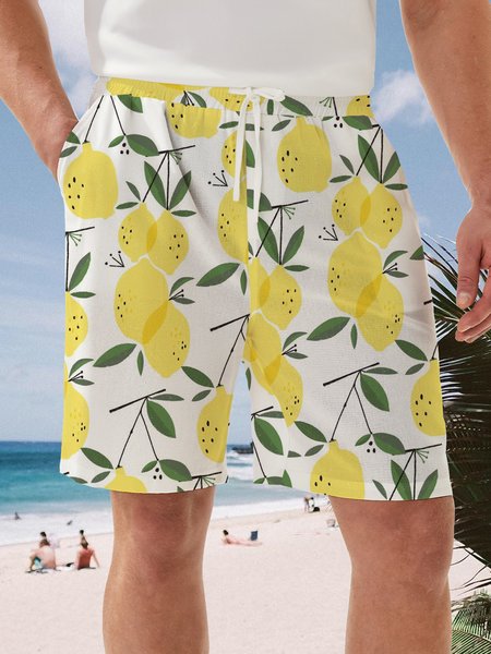 

Lemon Drawstring Bermuda Short, White, Men's shorts