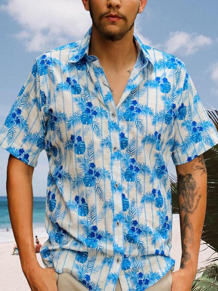 

Plants Short Sleeve Resort Shirt, Blue, Men Shirts
