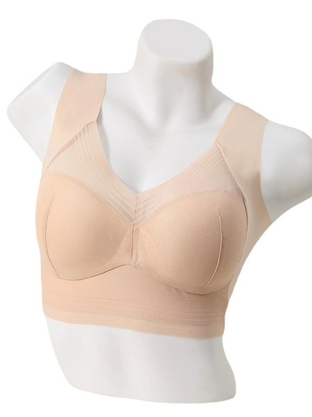 

Lace Breathable Tank Top Bra No Trace Sleeping Underwear Plus Size, Nude, Bras