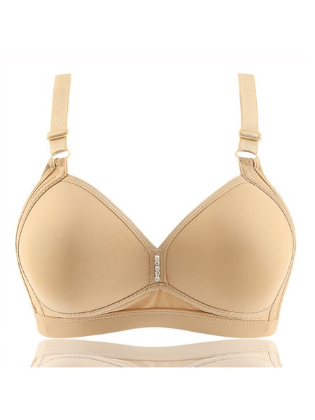 

Push Up Breathable Rhinestone Wireless Bra Plus Size, Nude, Wireless