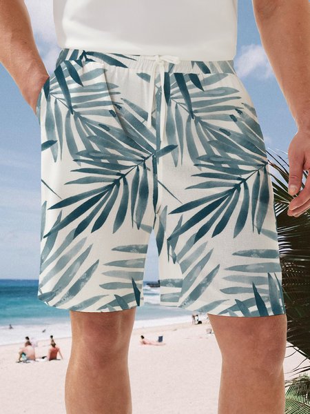 

Plants Drawstring Bermuda Short, White, Men's shorts