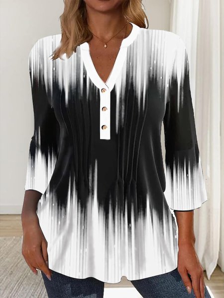 

Regular Fit Color Block Casual Top, Black-white, Shirts & Blouses