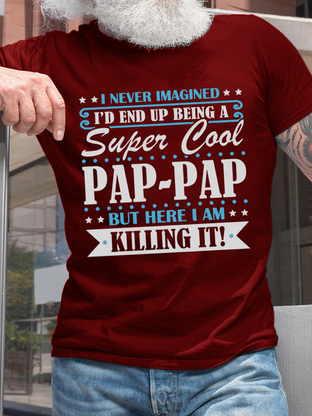 

Men's Super Cool Pap-Pap Gifts Casual Crew Neck T-Shirt, Red, T-shirts