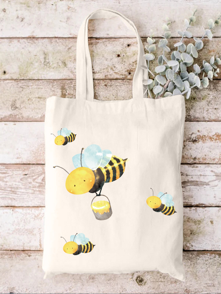 

Honeybee Shopping Tote, White, Bags