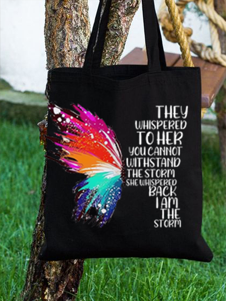 

Women's Butterfly Shopping Tote, Black, Bags