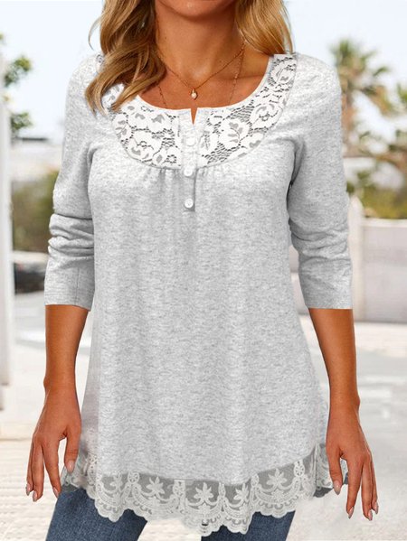

Regular Fit Crew Neck Casual T-Shirt, Gray, T-Shirts