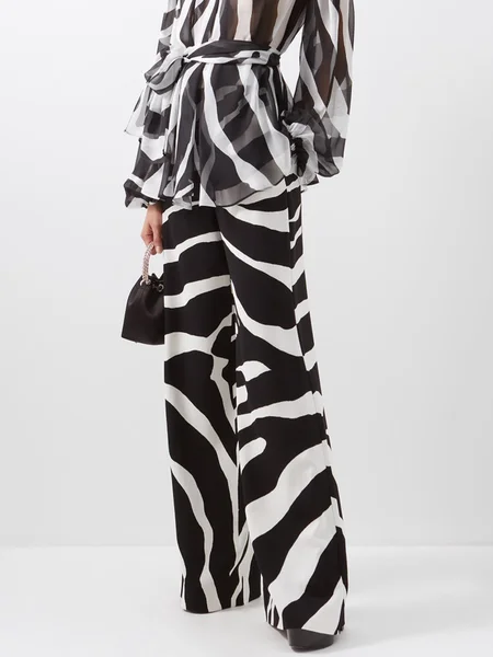 

Urban Regular Fit Fashion Wide leg Pants, Black-white, Pants