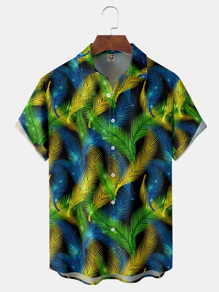 

Brazilian Carnival Chest Pocket Short Sleeve Casual Shirt, Black, Men Shirts