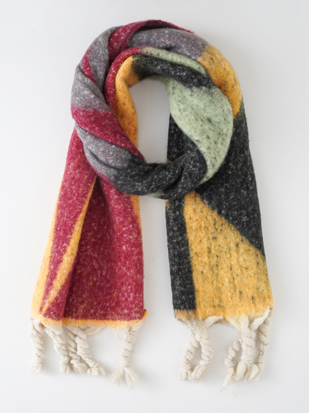 

Casual Contrasting Color Abstract Geometric Pattern Wool Scarf Sweater Coat Coat Daily Commuting Accessories, Red, Women Scarves & Shawls