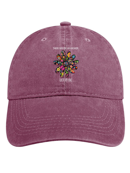 

There Will Be An Answer Let It Be Sunflower Adjustable Denim Hat, Red, Hats