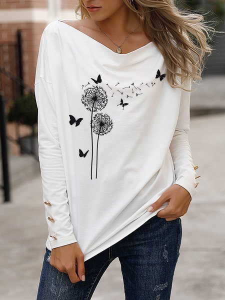 

Casual Others Butterfly Knitted T-Shirt, White, T-Shirts