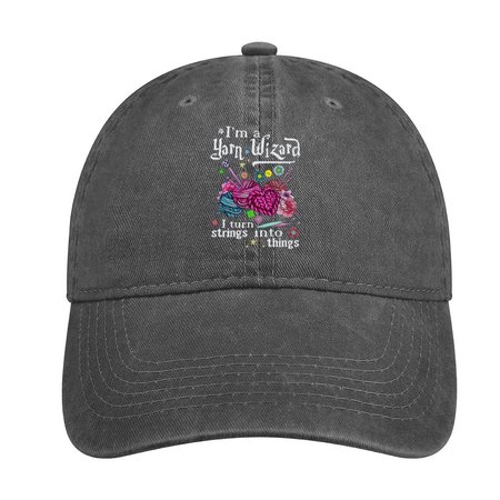 

I Am A Yarn Wizard Adjustable Denim Hat, Gray, Women's Hats