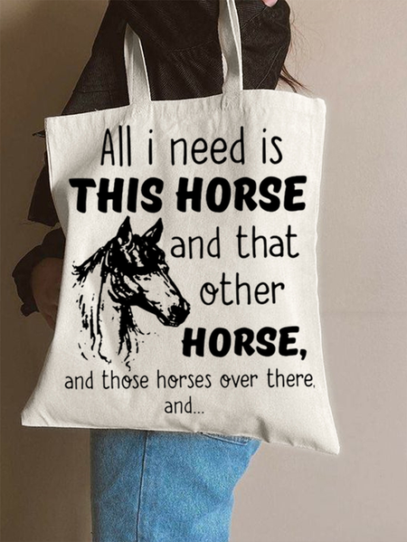 

Women's Horse Lover Shopping Tote, White, Bags