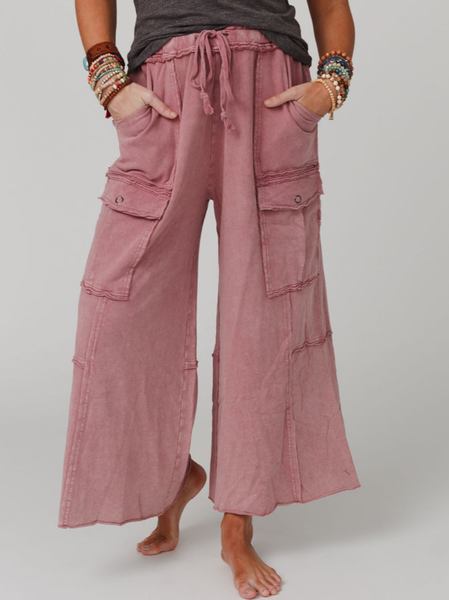 

Casual Loose Plain Sweatpants, Pink, Pants