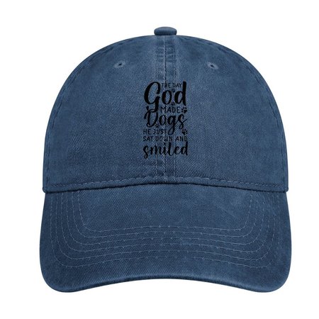 

Dog Lover Letters Adjustable Denim Hat, Blue, Men's Hats