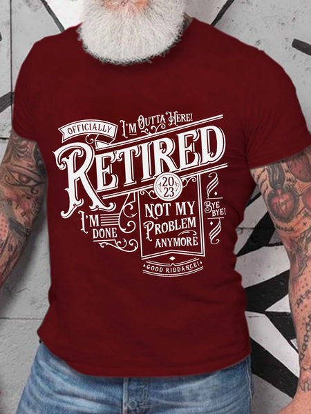 

Men's Funny Retirement Gift Retired 2023 Not My Problem Anymore Crew Neck Casual T-Shirt, Red, T-shirts