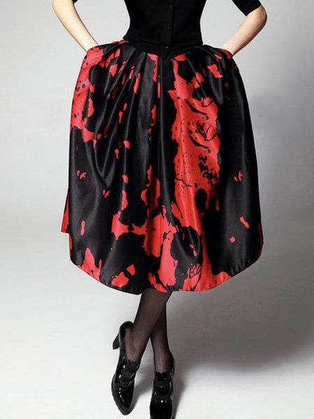 

Daily Elegant Regular Fit Abstract Skirt, Black, Skirts