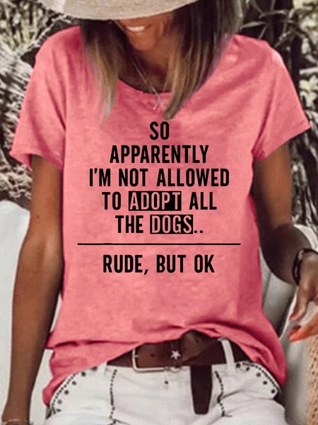 

Women’s Funny Dog Lover Casual Letter Printed Casual T-Shirt, Red, T-shirts