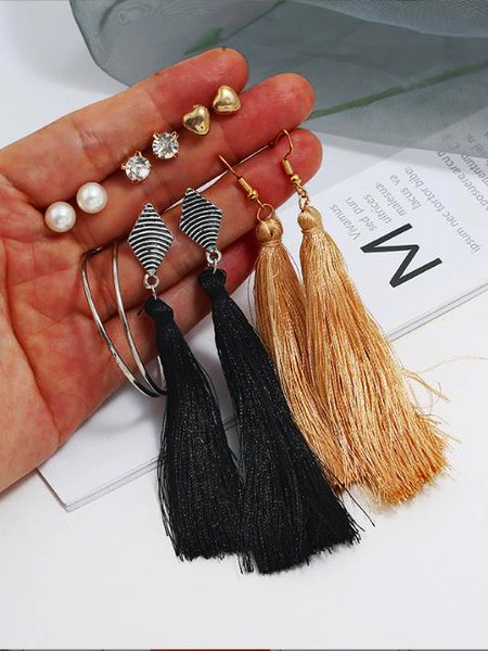 

Casual Diamond Tassel Pearl Earrings Stud Set Holiday Everyday Versatile Jewelry, As picture, Earrings