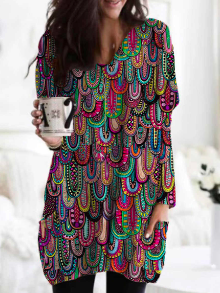 

Casual Color Block Crew Neck Dress, Multicolor, Dresses