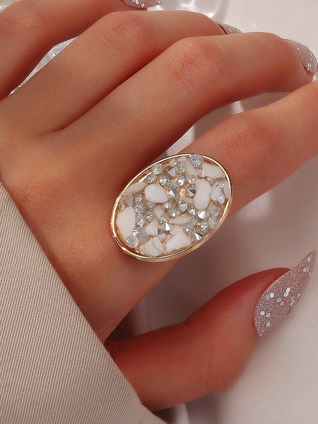 

Banquet Party Natural Irregular Crystal Ring Wedding Vacation Elegant Jewelry, White, Rings
