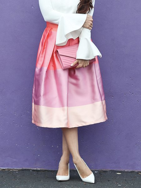 

Daily Satin Regular Fit Striped Elegant Skirt, Pink, Skirts