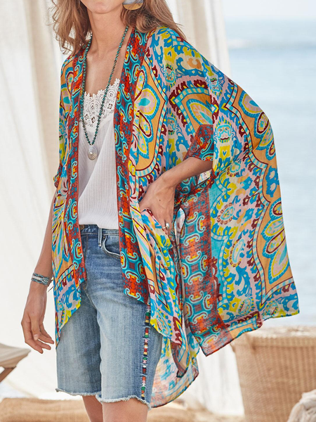 

Casual Loose Ethnic Others Other Coat, Multicolor, Cardigans