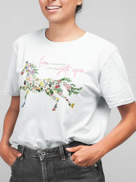 

Casual Crew Neck Text Letters Loose T-Shirt, Multicolor, T-Shirts