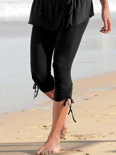 

Plain Casual Tight Casual Pants, Black, Leggings