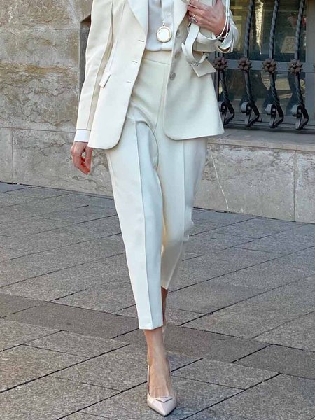

Regular Fit Plain Urban Fashion Pants, White, Pants