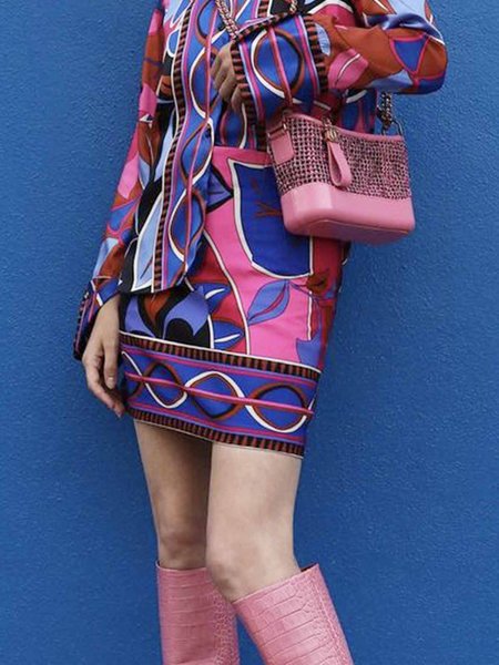 

Daily Elegant Geometric Regular Fit Skirt, Rose red, Skirts