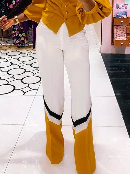

Urban Color Block Regular Fit Fashion Pants, Yellow, Pants