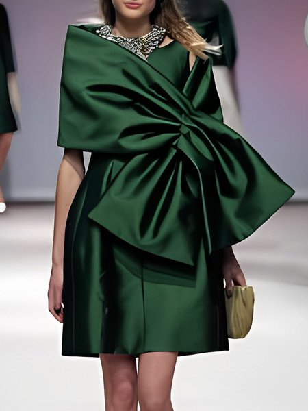 

Regular Fit Elegant Sleeveless Crew Neck Mini Party Dress, Green, Mini Dresses