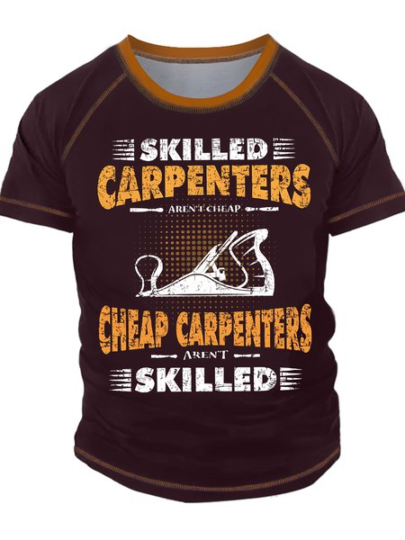 

Men's Skilled Carpenters Aren't Cheap Cheap Carpenters Aren't Skilled Funny Game Graphic Print Regular Fit Text Letters Casual T-Shirt, Red, T-shirts