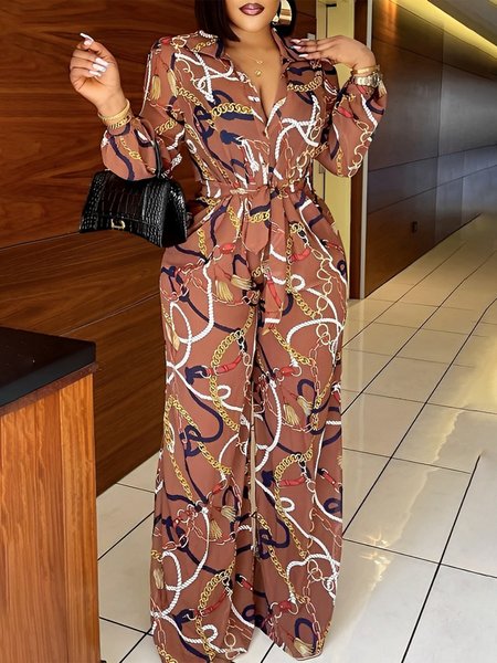 

Abstract Regular Fit Urban Long Sleeve Jumpsuit, As picture, Jumpsuits