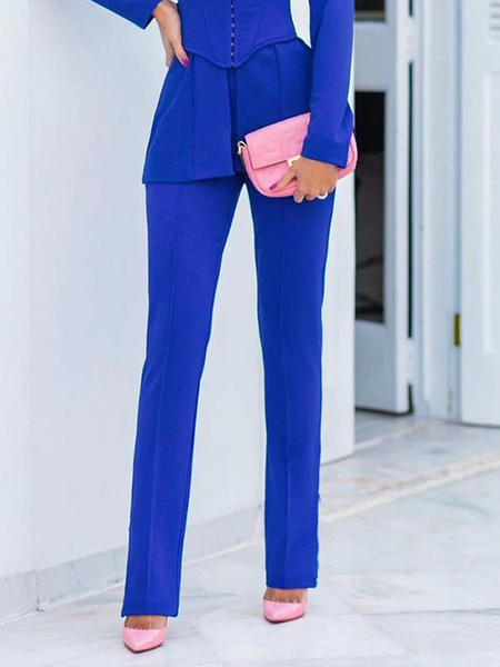 

Regular Fit Plain Urban Fashion Long Pants, Blue, Pants