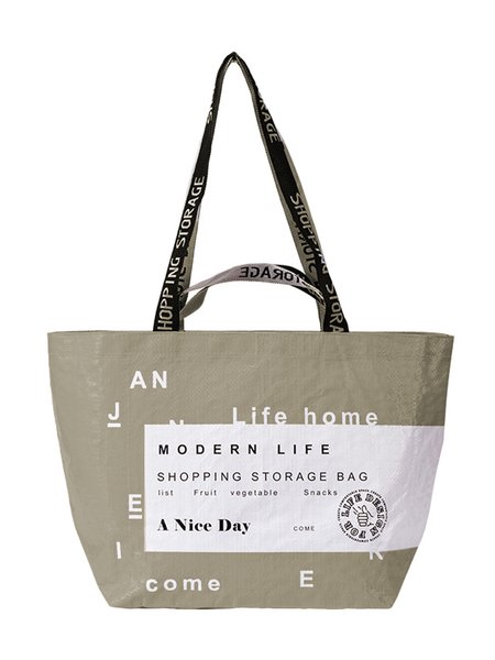 

Woven Foldable Waterproof Portable Environmental Protection Storage Shopping Bag, Nude, Women's Bags